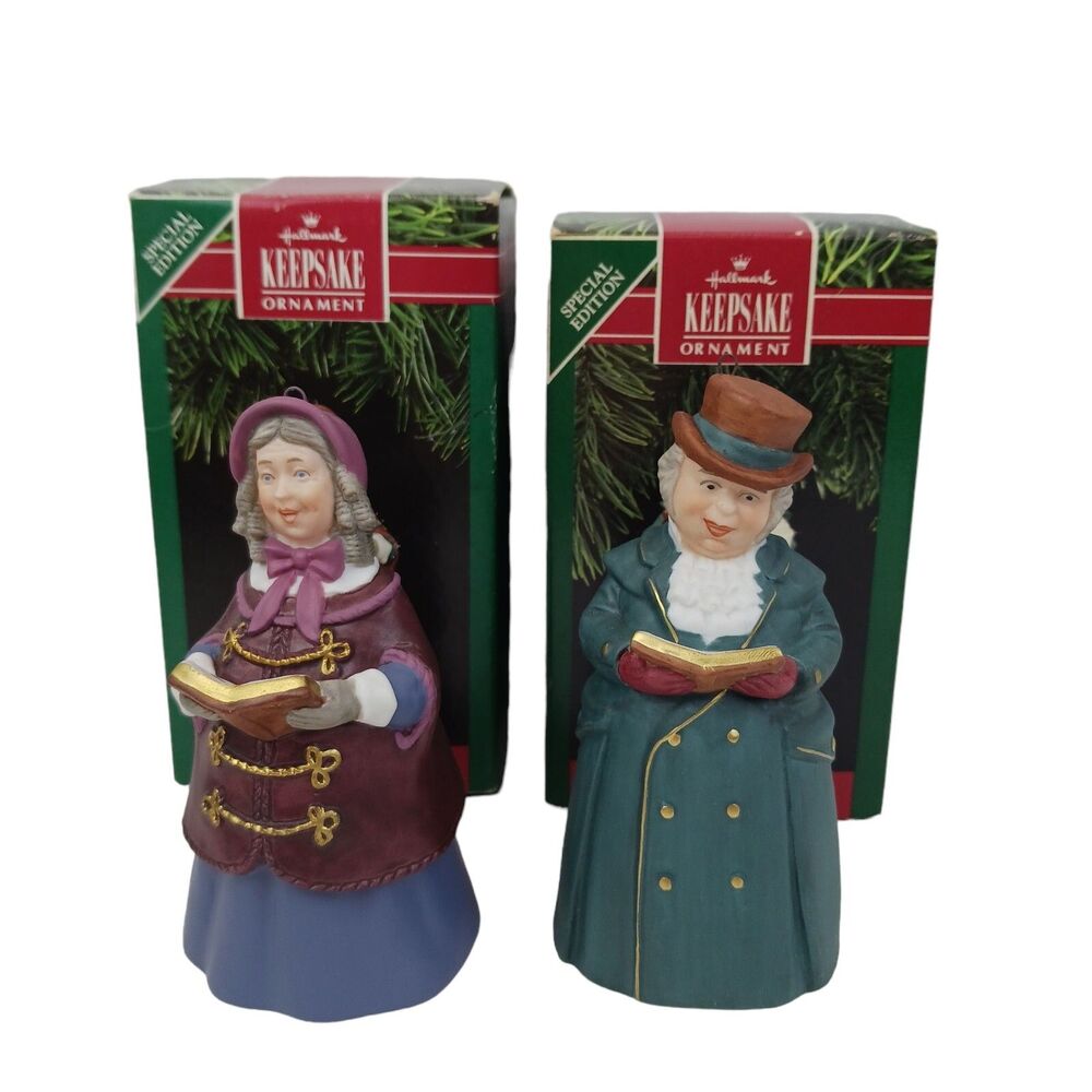 Hallmark Dickens Caroler Bell Porcelain Christmas Ornaments Ashbourne Beaumont 2